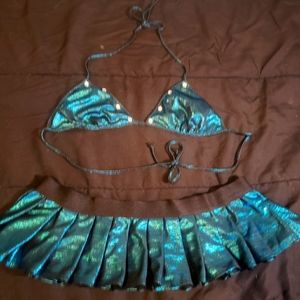 Never worn teal, small top and matching skirt